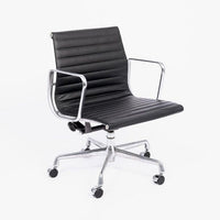Eames Herman Miller Black Leather Office Chair Thin Pad Aluminum Group