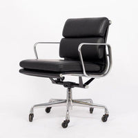 Mid Century Black Leather Aluminum Group Desk Chair by Eames for Herman Miller