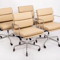 Eames Herman Miller Tan Leather Desk Chairs 2000s Set of 4