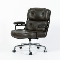 Eames Time Life Executive Lobby Chair for Herman Miller, Dark Gray Leather Office Desk Chair, 1988
