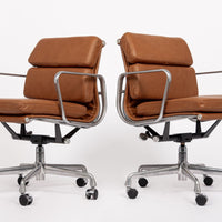 Mid Century Brown Leather Office Chairs by Eames for Herman Miller
