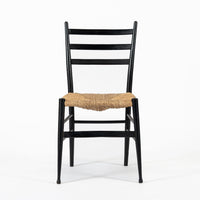Vintage Mid Century Black Wood and Rush Wicker Dining Chair