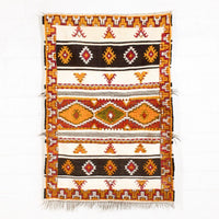 Vintage Moroccan Tribal Berber Orange Wool Floor Rug