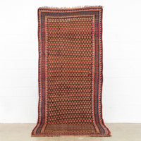 Antique Handmade Kurdish Red and Pink Floor Rug Runner 6x11