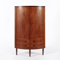 Mid Century Danish Modern Teak Corner Cabinet with Pivoting Drawers