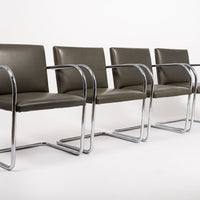 Mid Century Gray Leather Brno Chairs by Mies van der Rohe for Knoll