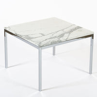 Mid Century Square White Marble Side or Coffee Table by Florence Knoll