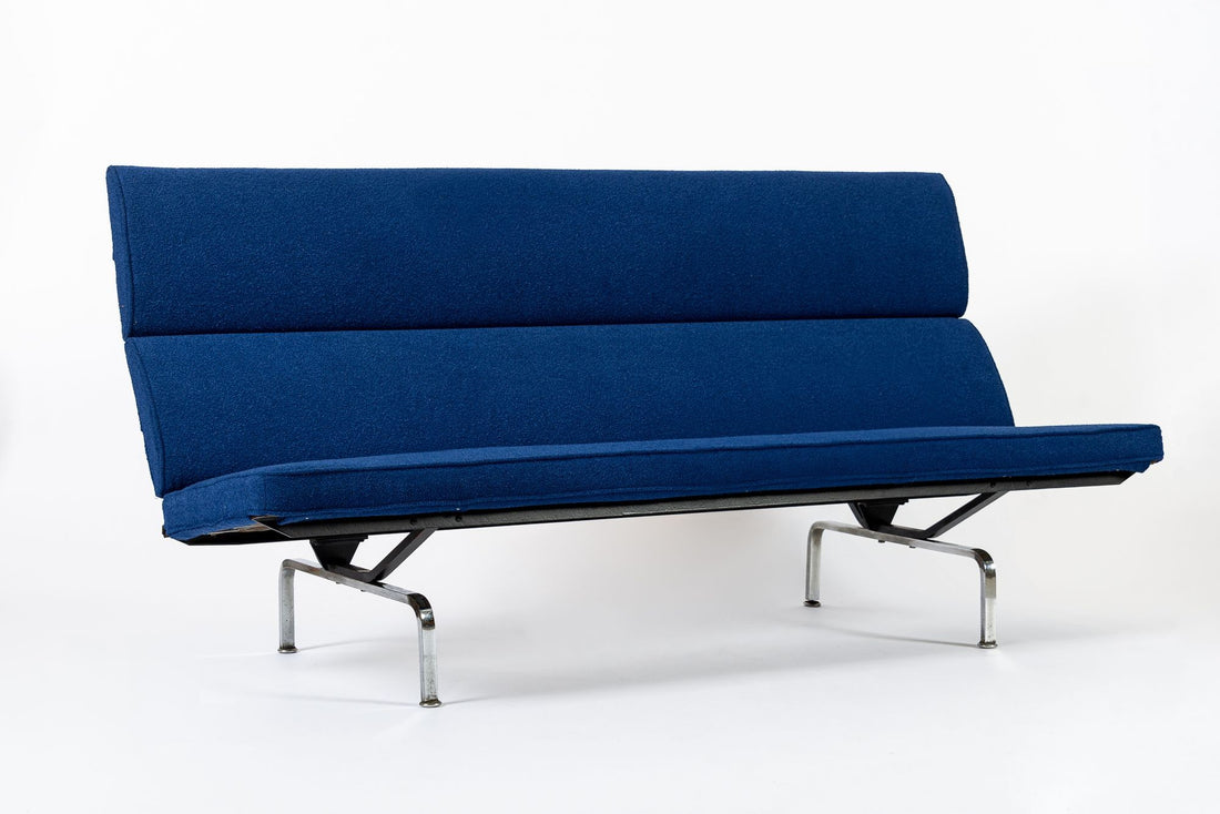 Mid Century Blue Sofa Compact by Eames for Herman Miller 1970s