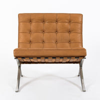 Mid Century Brown Leather Barcelona Chair by Mies van der Rohe for Knoll, 1983