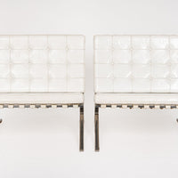 Mid Century White Barcelona Chairs by Mies van der Rohe for Knoll