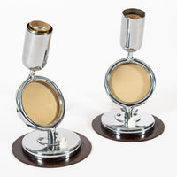 Pair Antique Art Deco Bauhaus Table Lamps with Glass Photo Inserts