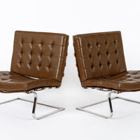 Pair Vintage Brown Tugendhat Lounge Chairs by Mies van der Rohe for Knoll 1960s