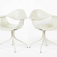 Mid Century White Swag Chairs by George Nelson for Herman Miller
