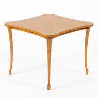 Vintage Art Deco Swedish Square Beech Scalloped Table 1940s