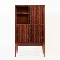 Mid Century Danish Modern Dark Wood Tall Cabinet