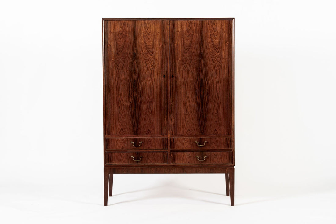 Mid Century Swedish Modern Tall Rosewood Cabinet