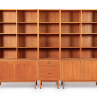 Large Mid Century Danish Teak Wood Bookshelf Wall Unit System