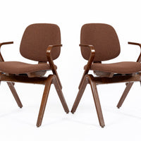 Mid Century Brown Plywood Arm Chairs by Joe Atkinson for Thonet
