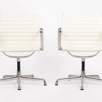 Mid Century White Leather Office Chairs by Eames for Herman Miller