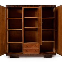 Antique German Art Deco Armoire Wardrobe Cabinet 1930s