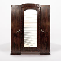 Antique French Art Deco Macassar Ebony Wood Wardrobe Armoire Cabinet, 1940s