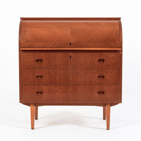 Mid-Century Teak Rolltop Secretary Desk by Egon Ostergaard, Made in Sweden