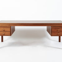 Large Mid Century Danish Modern Mahogany Wood Executive Desk, 2 Matching Avail