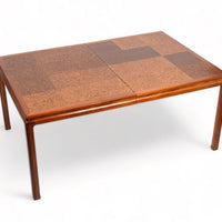 Mid Century Wood & Cork Extendable Dining Table by Edward Wormley