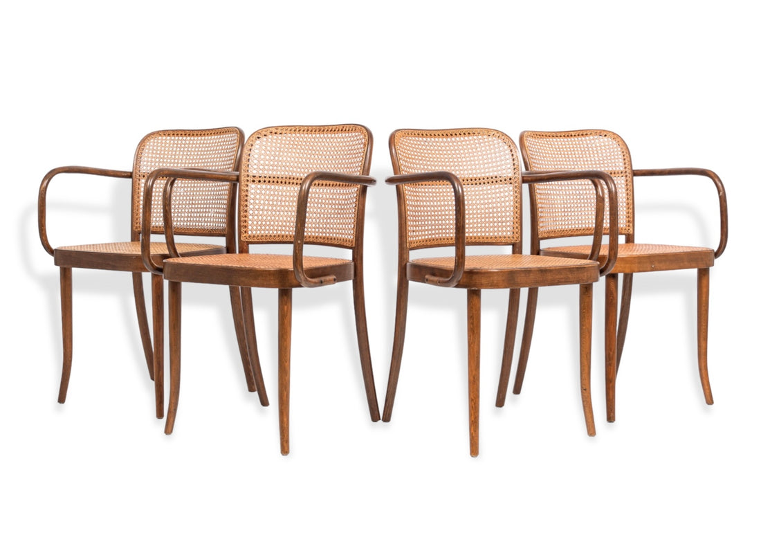 Mid Century Bentwood & Cane Cafe Chairs by Joseph Hoffman for Stendig