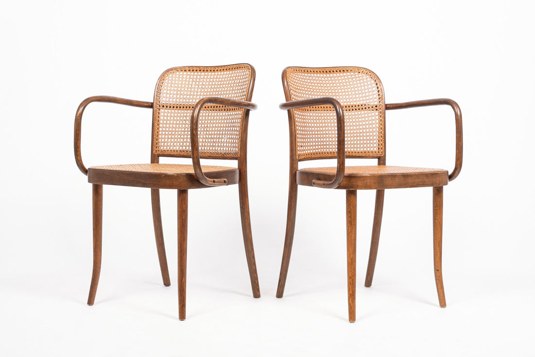 Mid Century Bentwood & Cane Cafe Chairs by Joseph Hoffman for Stendig