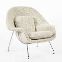 Early Restored Mid Century Ivory Wool Womb Chair by Saarinen for Knoll, Multiples/Custom Avail