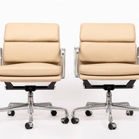 Eames for Herman Miller Cream Leather Office Chair Pair 2000s