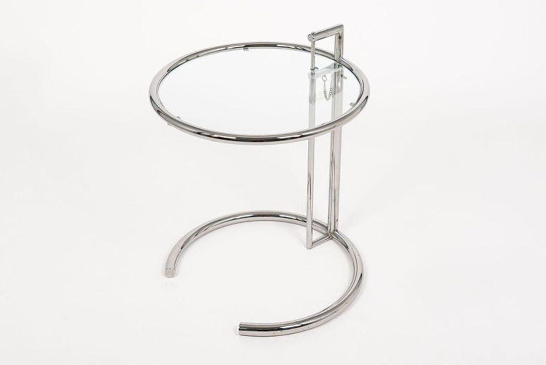 Mid Century Glass & Chrome Round Side Table by Eileen Gray (attr.)