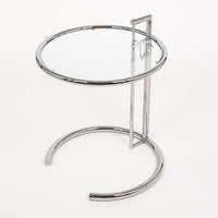 Mid Century Glass & Chrome Round Side Table by Eileen Gray (attr.)