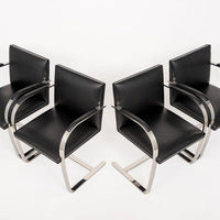 Mid Century Black Brno Chairs by Mies van der Rohe for Knoll Set of 4