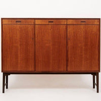 Mid Century Swedish Teak Wood High Cabinet Credenza or Sideboard