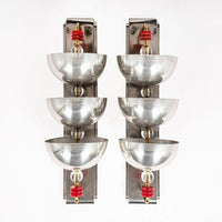 Antique Art Deco Large Silver Metal Wall Sconce Lamps, 34”