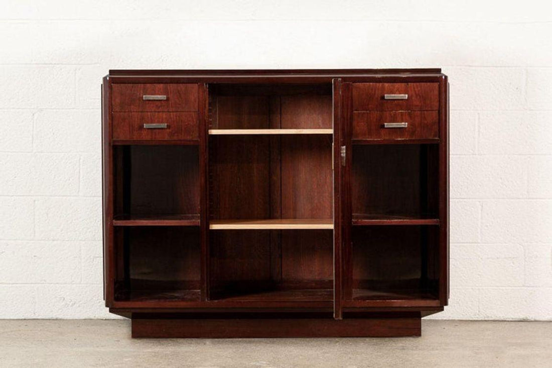 Antique Art Deco Wood Sideboard Cabinet or Credenza, Matching Table Available