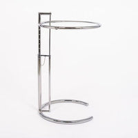 Mid Century Modern Glass & Chrome Round Side Table by Eileen Gray (attr.)