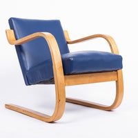 Bauhaus 402 Blue Arm Chair by Alvar Aalto, Made in Finland, 1930s