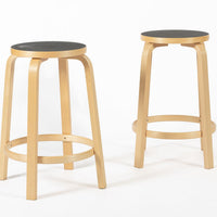 Mid Century Finnish Birch & Black 64 Stools by Alvar Aalto for Artek, 2015