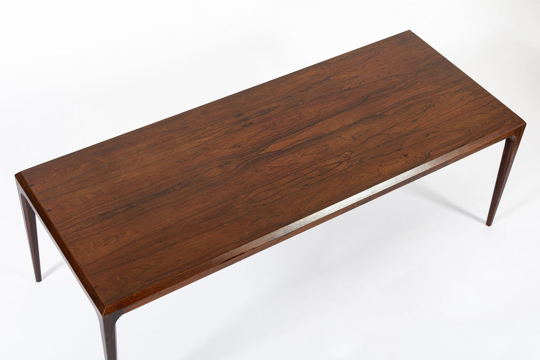 Vintage Danish Modern Long Rosewood Coffee Table by Johannes Andersen 1960s