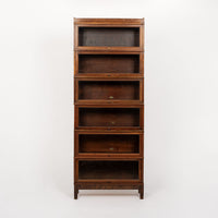 Antique Tall Mahogany Wood Barrister Bookcase Cabinet Six Shelf