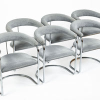 Set of 6 Mid-Century Modern SS33 Chrome Dining Chairs by Anton Lorenz for Thonet, 1970s