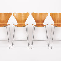 Danish Modern Wood Stools Series 7 by Arne Jacobsen for Fritz Hansen