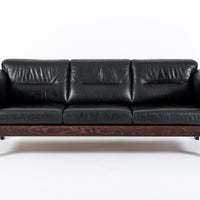 Mid Century Danish Black Leather Sofa in Style of Arne Norell, Matching Chair Avail