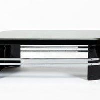 Art Deco Coffee Table in Black Lacquer and Metal Leaf, circa 1935