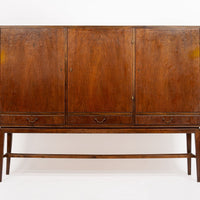 Mid Century Walnut Wood High Cabinet Credenza or Sideboard
