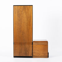 Antique Art Deco Wood Vanity Mirror & Stool by Donald Deskey for Widdicomb 1930s