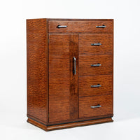 Art Deco Tiger Wood Dresser Cabinet, Vintage Streamline Modern 1940s